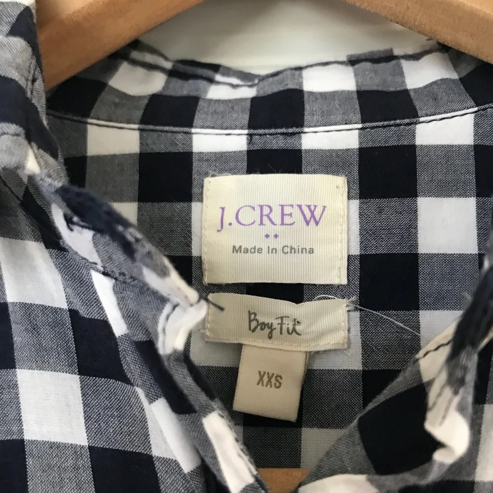 J. Crew Black and White Gingham Button-Down